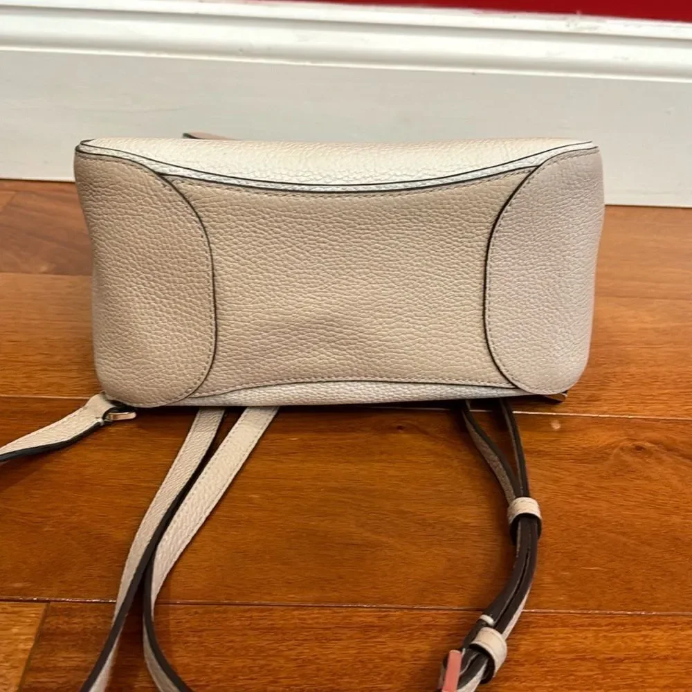 Kate Spade Leila Medium 2 Tones Pebbled Leather Backpack Drawstring Flap Closure